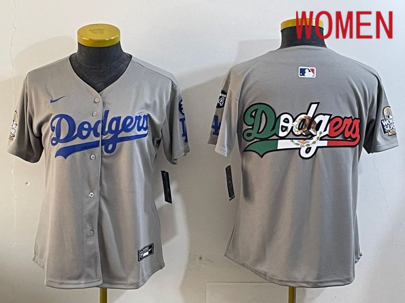 Women Los Angeles Dodgers Blank Grey Game 2024 Nike MLB Jersey style 12057->women mlb jersey->Women Jersey
